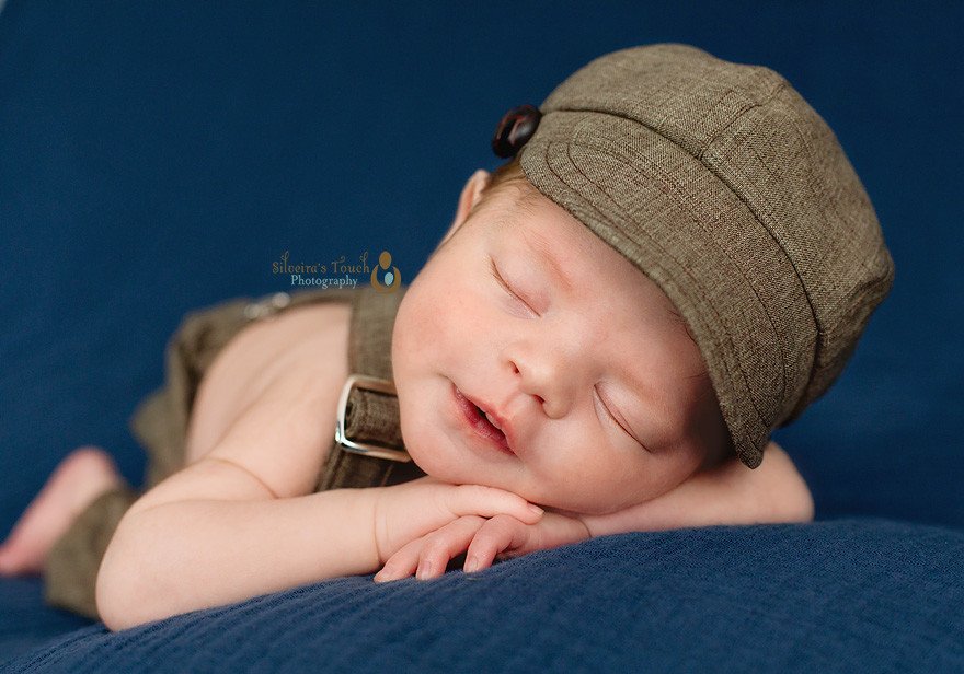 dapper baby boy for his Newborn photography taken at home in Pompton Plains NJ