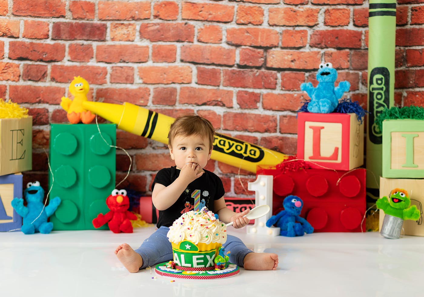 Cake smash sesame street theme photo Cake smash sesame street theme photo