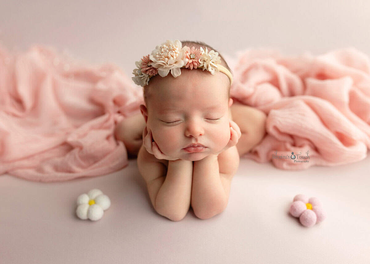 timeless newborn portrait in soft pink pastels captured in Mount olive NJ by Silveira's Touch Photography
