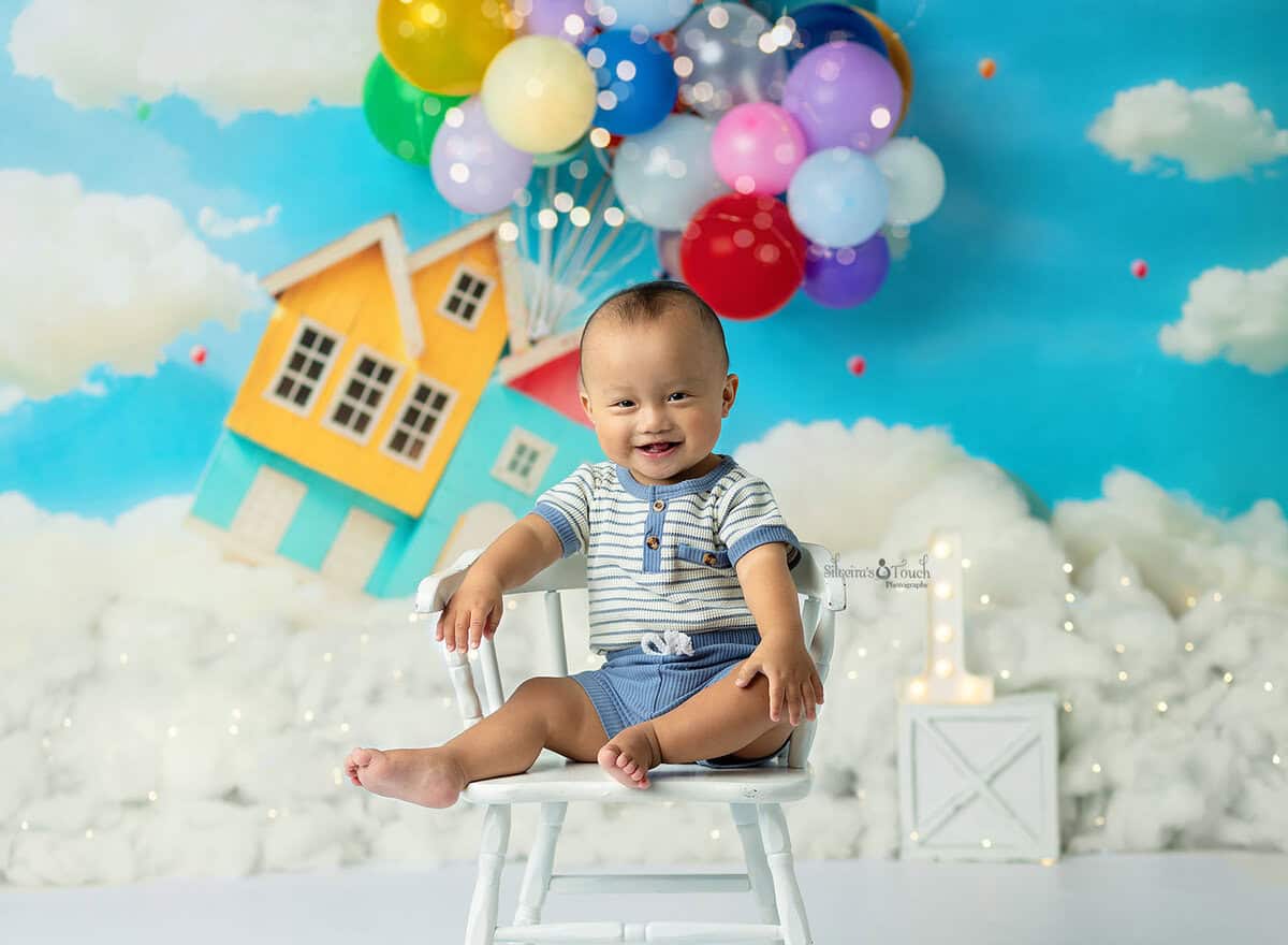 Pixar-UP-cake-smash-photography Mt Olive NJ first birthday cake smash themed Pixar Up