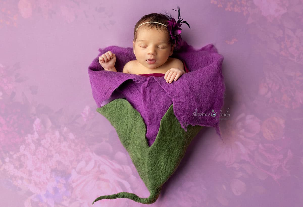 newborn picture in flower